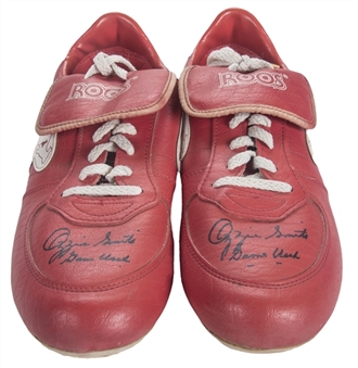 1980s Ozzie Smith Game Used & Signed ROOS Cleats (MEARS & JSA)
